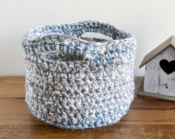 Basket With Handles - Decorative Storage Baskets - Potted Plant Basket - Blue and Gray Decor Basket