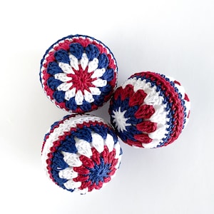 Americana Decor - Patriotic Decorations - 4th of July Tabletop Decor - Red White and Blue Bowl Filler - Crochet Baubles