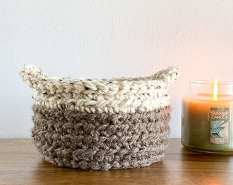 Crochet Basket - Basket With Handles - Decorative Storage Baskets - Potted Plant Basket