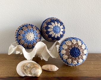 Beach Cottage Home Decor - Coastal Decor - Coastal Colors Bowl Filler - Crochet Baubles