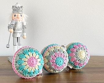 Sugar Plum Christmas Ornaments - Crochet Christmas Ornaments - Pastel Christmas Ornaments - Crochet Christmas Baubles