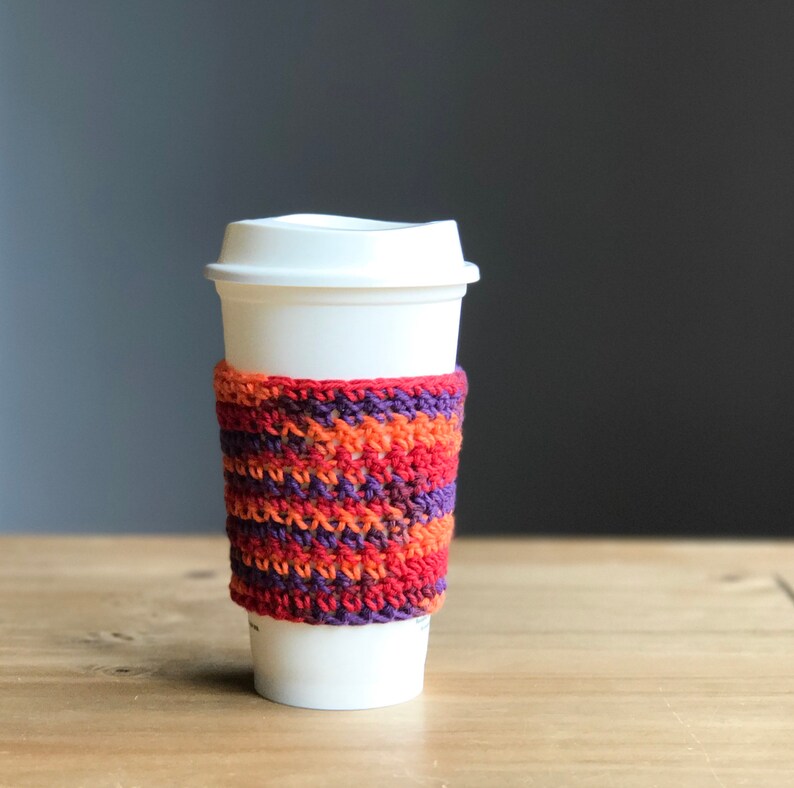 Crochet Coffee Cozy Reusable Coffee Sleeve Gifts for Best Friends Teacher Gift Cup Sleeve Crochet Coffee Cup Cozy Eco-Friendly image 3