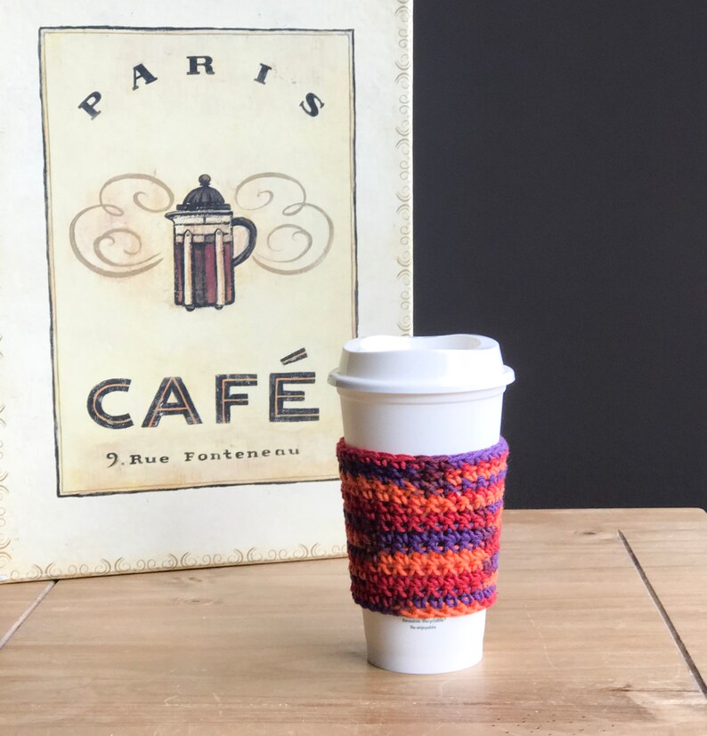 Crochet Coffee Cozy Reusable Coffee Sleeve Gifts for Best Friends Teacher Gift Cup Sleeve Crochet Coffee Cup Cozy Eco-Friendly image 4