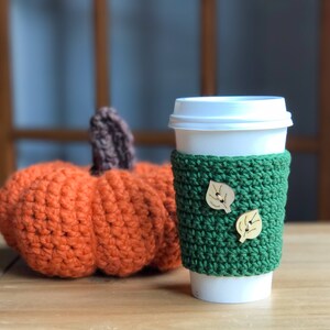 Fall Coffee Cup Sleeve Crochet Coffee Cozy Autumn Leaves Fall Colors Reusable Coffee Sleeve Coffee Cup Sleeve Coffee Cup Sleeve image 6
