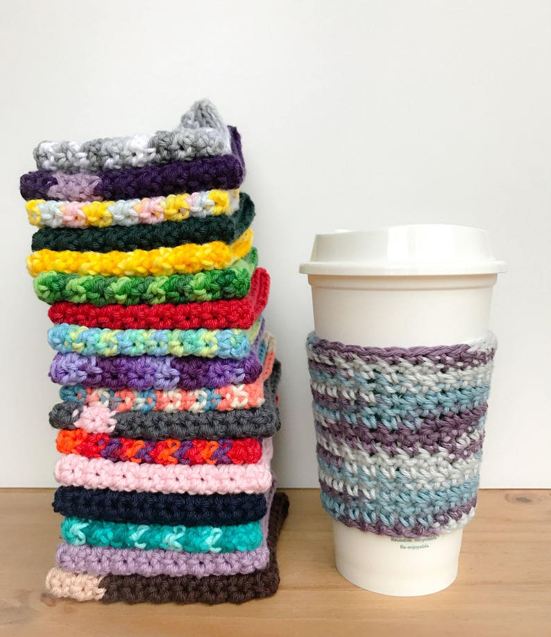 Crochet Coffee Cozy Reusable Coffee Sleeve Gifts for Best Friends Teacher Gift Cup Sleeve Crochet Coffee Cup Cozy Eco-Friendly image 5