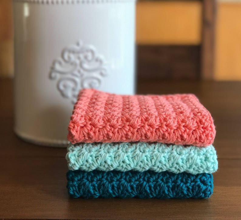 Crochet Dishcloth Set Modern Kitchen Decor Kitchen Towels Etsy
