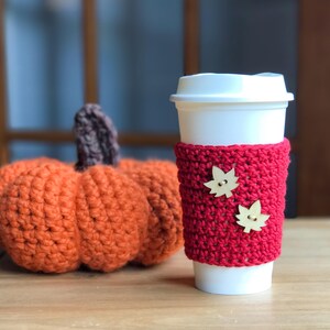 Fall Coffee Cup Sleeve Crochet Coffee Cozy Autumn Leaves Fall Colors Reusable Coffee Sleeve Coffee Cup Sleeve Coffee Cup Sleeve image 5