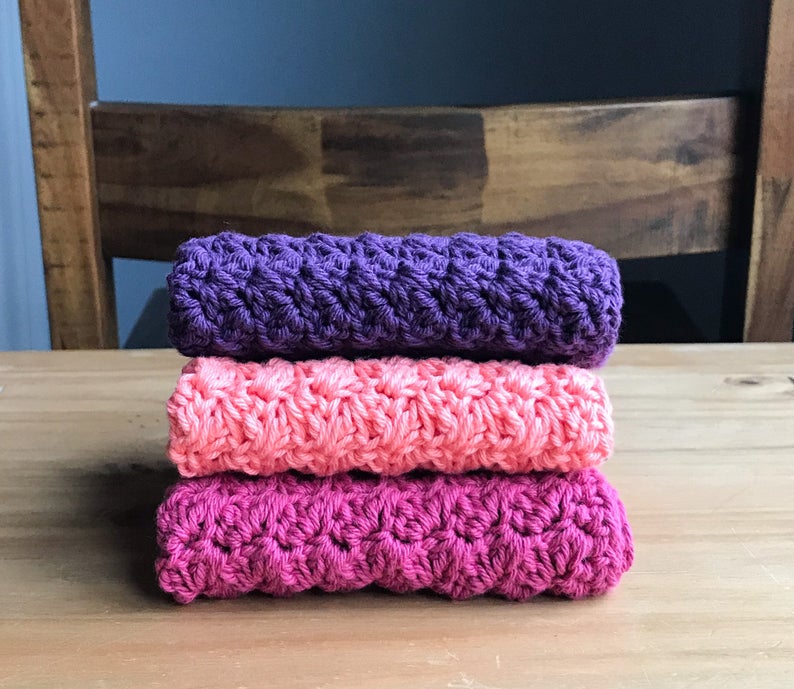 Crochet Washcloth Set Crochet Dishcloths Modern Kitchen Etsy