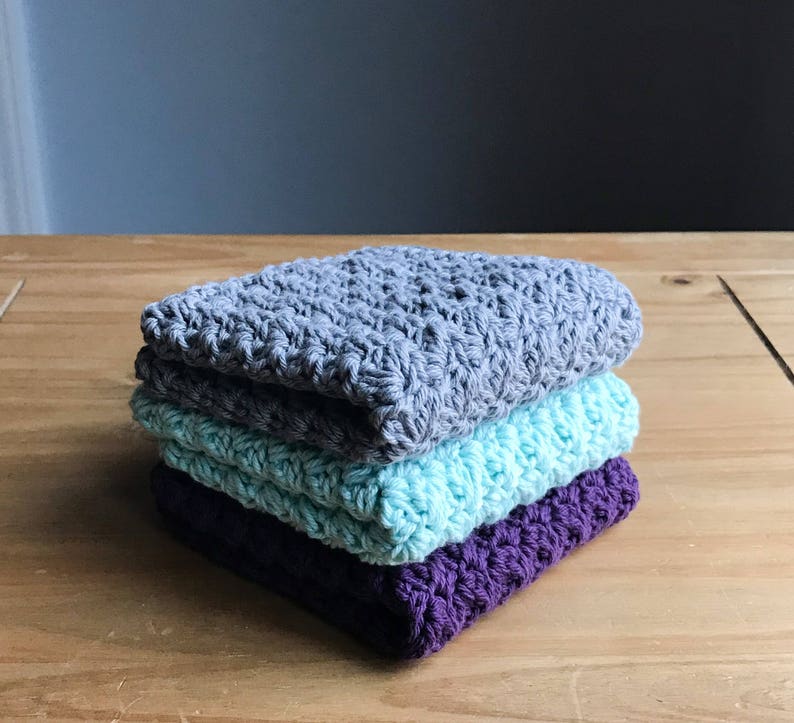 Crochet Washcloth Set Housewarming Gift Crochet Dishcloths Etsy