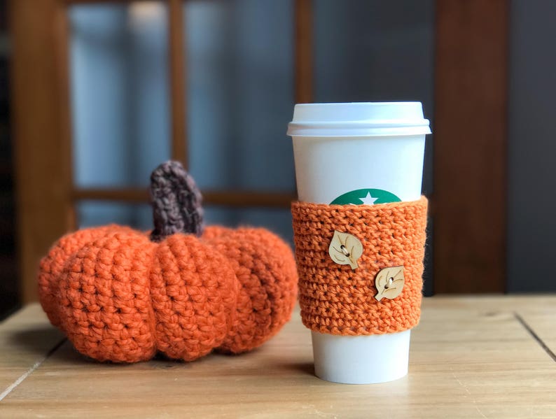 Fall Coffee Cup Sleeve Crochet Coffee Cozy Autumn Leaves Fall Colors Reusable Coffee Sleeve Coffee Cup Sleeve Coffee Cup Sleeve image 4