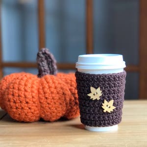 Fall Coffee Cup Sleeve Crochet Coffee Cozy Autumn Leaves Fall Colors Reusable Coffee Sleeve Coffee Cup Sleeve Coffee Cup Sleeve image 7