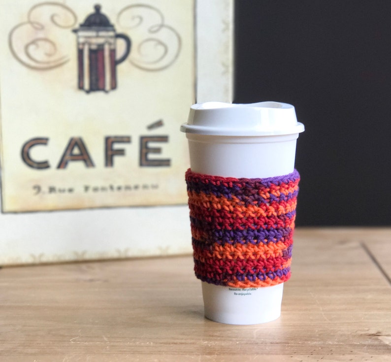 Crochet Coffee Cozy Reusable Coffee Sleeve Gifts for Best Friends Teacher Gift Cup Sleeve Crochet Coffee Cup Cozy Eco-Friendly image 1