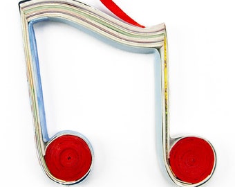 Music Note Handmade Ornament – Colorful Recycled Paper Gift for Music Lovers and Eco-Friendly Music Decor