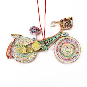 Bicycle Handmade Ornament – Eco-Friendly Recycled Paper Gift for Bikers and Vintage Bike Decor Lovers