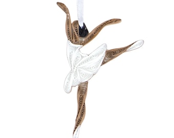 Ballerina Brown Handmade Ornament – Eco-Friendly Quilling Paper Gift for Dancers and Ballet Lovers