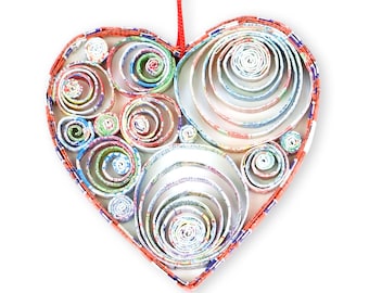 Heart Handmade Ornament – Unique Recycled Paper Gift for Weddings, Valentine’s Day, and Romantic Celebrations