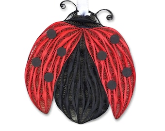 Ladybug Handmade Ornament – Unique Paper Gift for Nature Lovers and Eco-Friendly Holiday Decor