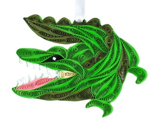 Alligator, Handmade Quilling Ornament – Eco-Friendly Paper Art for Animal Lovers, Zoo-Themed Holiday Gift