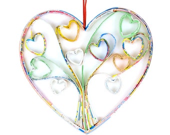 Heart Handmade Ornament – Recycled Paper Tree of Life Gift for Weddings, Valentine’s Day, and Unique Celebrations
