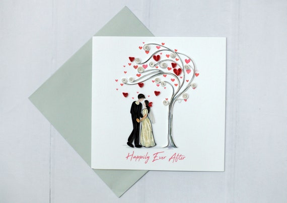 Wedding Greeting Card Quilled Wedding Card Handmade Wedding - Etsy