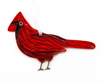 Cardinal Ornament, Quilled Cardinal Ornament, Handmade Ornaments for Bird Lovers