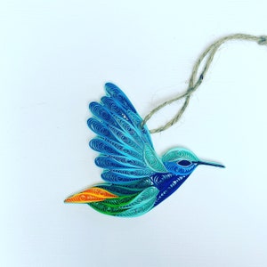 Hummingbird Ornament, Handmade Ornament for Bird Lovers, Quilled Hummingbird Ornament