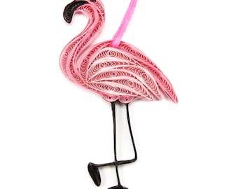 Handmade Flamingo Ornament, Flamingo Paper Ornament