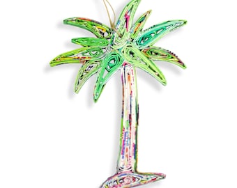 Palm Tree, Handmade Recycled Paper Ornament