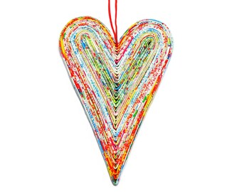 Heart Handmade Ornament – Unique Recycled Paper Gift for Weddings, Valentine’s Day, and Thoughtful Occasions
