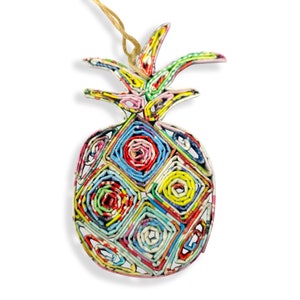Pineapple Handmade Ornament – Eco-Friendly Recycled Paper Gift for Fruit Lovers and Tropical Home Decor