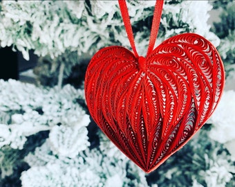 Handmade Heart Ornament, Paper Heart Ornament