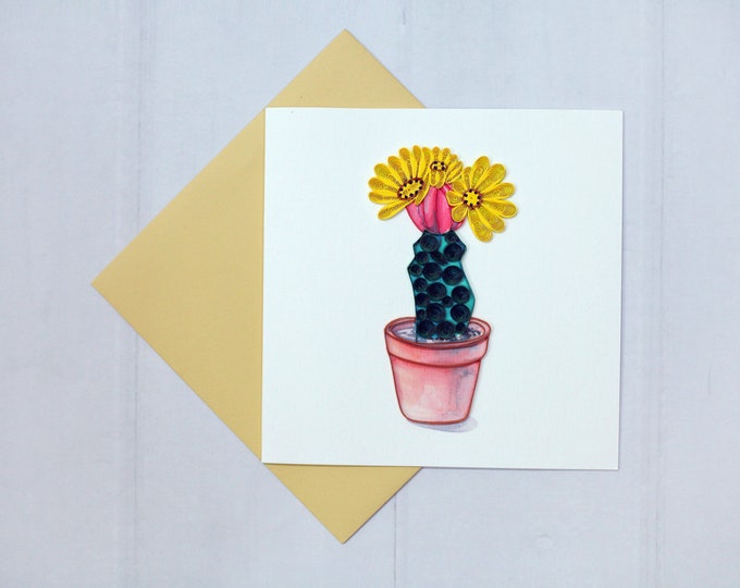 Handmade Quilling Cactus Card Quilled Cactus Greeting Card Etsy