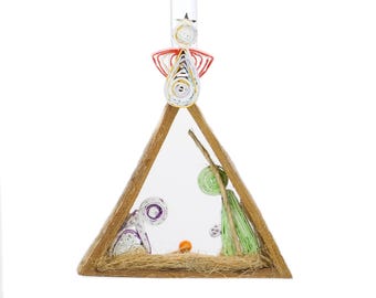 Nativity (Triangle) Ornament, Handmade Cinnamon Ornament, Christmas Gift, Eco-friendly Quilling Ornament, Christmas Tree Decor