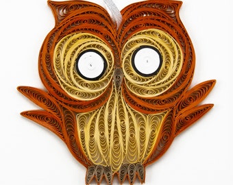 Handmade Owl Ornament; Paper Quilling Owl Christmas Ornament