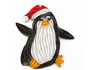 Penguin Handmade Ornament – Sustainable Recycled Paper Christmas Gift for Animal Lovers