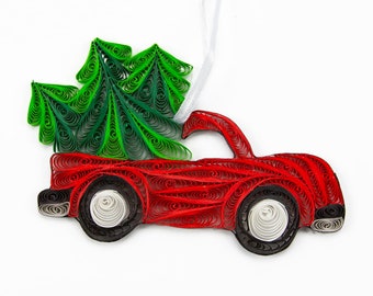 Hallmark Christmas Ornament, Red Truck With Christmas Tree Ornament