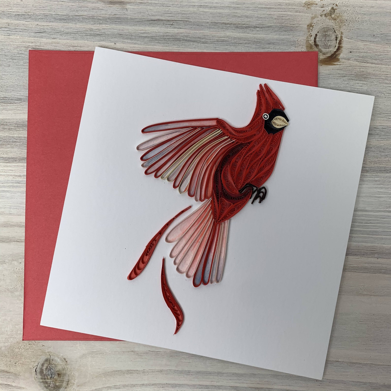 Cardinal Quilling Card Quilled Cardinal Greeting Card Etsy