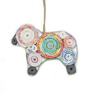 Sheep Handmade Ornament – Eco-Friendly Recycled Paper Gift for Animal Lovers and Unique Holiday Decor