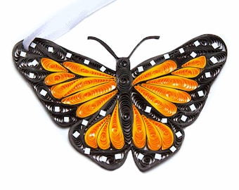 Monarch Butterfly Handmade Ornament – Eco-Friendly Quilling Gift for Nature Lovers and Unique Butterfly Decor