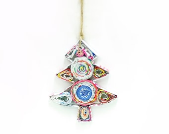 Christmas Tree, Handmade Recycled Paper Ornament