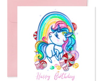Unicorn Birthday Quilling Card – Handmade Recycled Paper Greeting, Eco-Friendly Colorful Card for Kids and Unicorn Lovers