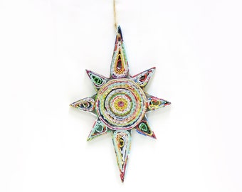 Star Christmas Ornament, Handmade Christmas Star Ornament, Recycled Paper Star Ornament