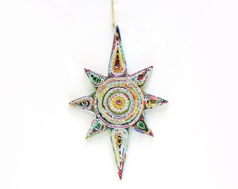 Star Handmade Ornament – Eco-Friendly Recycled Paper Christmas Gift and Unique Holiday Tree Decoration