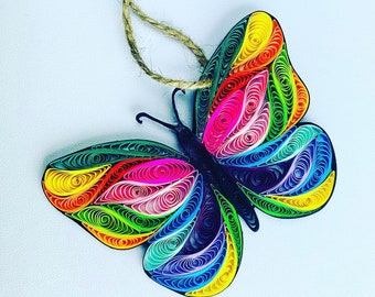 Handmade Butterly Christmas Ornament; Butterfly Paper Ornament