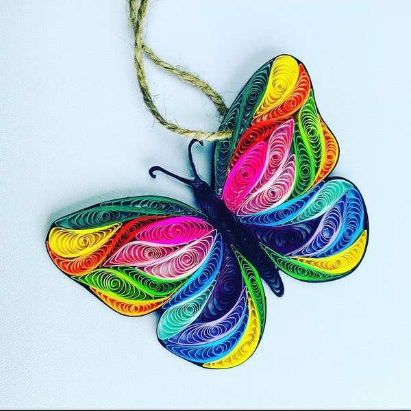 Handmade Butterly Christmas Ornament; Butterfly Paper Ornament