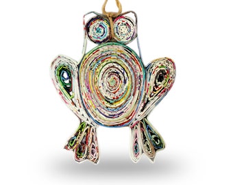 Frog, Handmade Recycled Paper Ornament