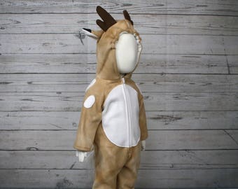 Ready To Ship Deer Fleece Baby Costume, Baby Deer Costume, Infant Deer Outfit, Deer Halloween Costume, Deer Baby Outfit