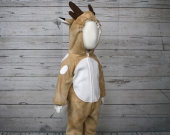 Deer Fleece Toddler Costume, Deer Child Costume, Deer Toddler Outfit, Toddler Halloween, Warm Toddler Costume, Woodland Theme Toddler Outfit