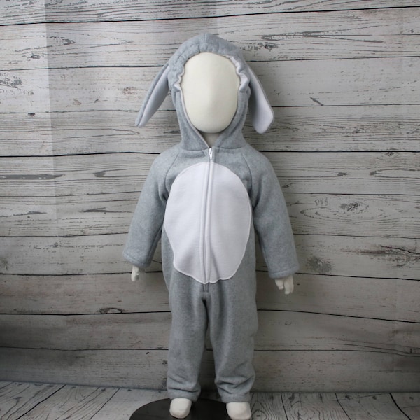 Gray Bunny Fleece Toddler Costume, Toddler Bunny Outfit, Child Rabbit Costume, Warm Bunny Costume, Boy Bunny Outfit, Gray Bunny Outfit