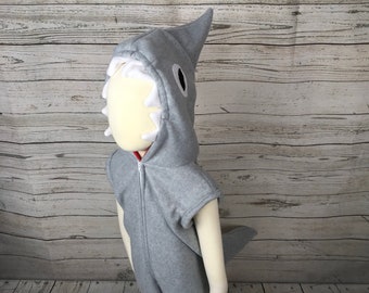 Shark Fleece Baby Romper, Shark Halloween Costume, Ocean Theme Baby Costume, Shark Baby Romper, Shark Baby Gift, Shark Romper